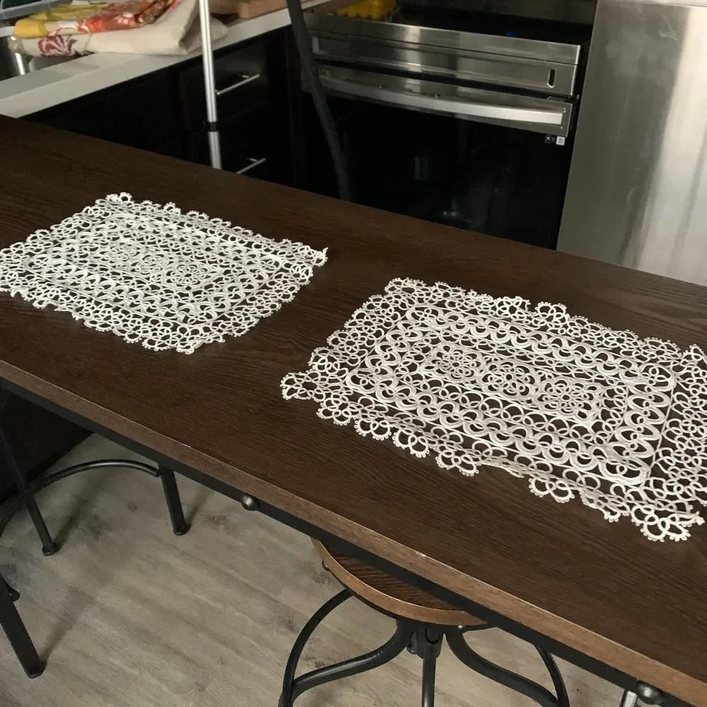 vintage crochet napkins white tablecloth